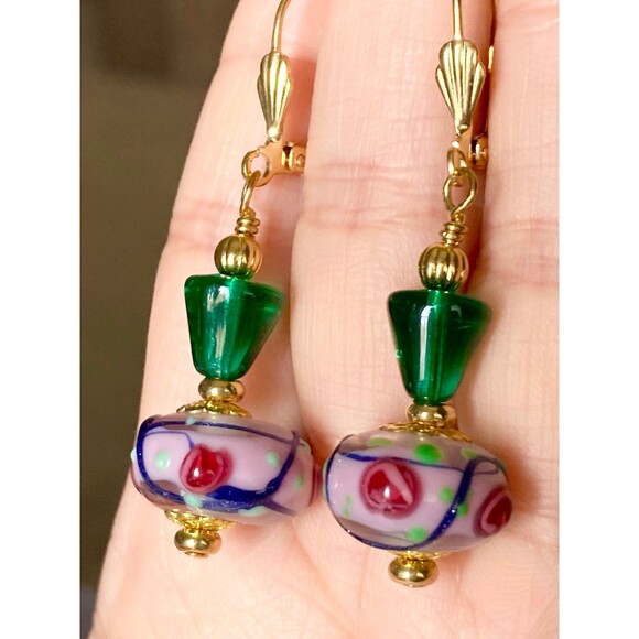 Handmade art glass Earrings - Picture 2 of 3